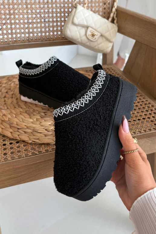 Kinder sneeuwlaarzen voor jongeren met faux fur Baranek in zwart Selathiel