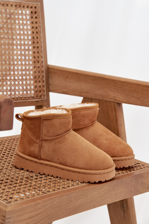 Kindersneeuwlaarzen, gevoerd met bont, Mireya, bruine kleur