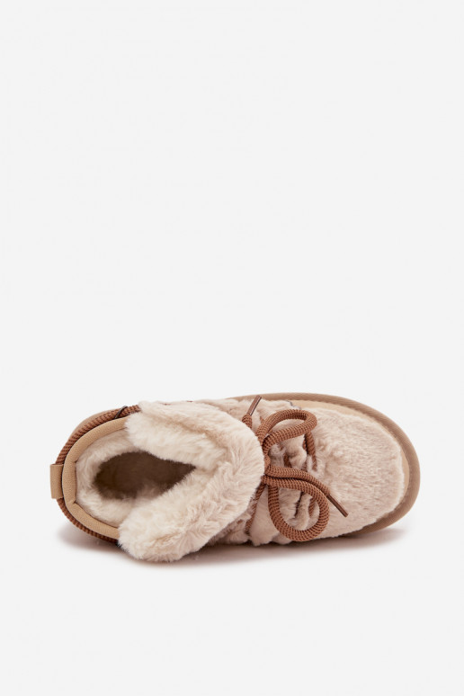 Zandkleurige kinder sneeuwlaarzen met bont D.Franklin DFSH370011