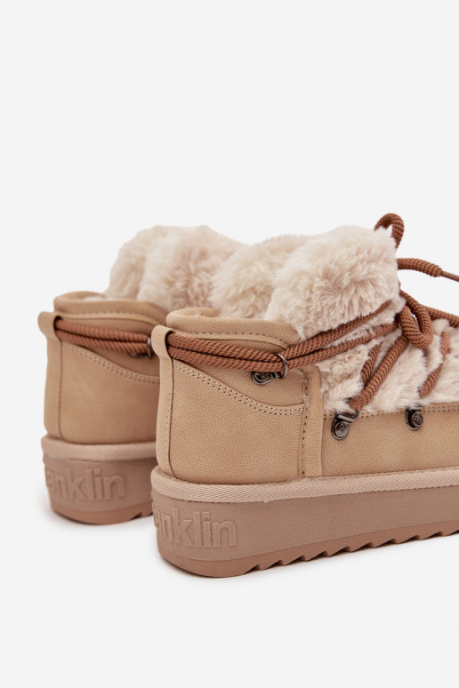 Zandkleurige kinder sneeuwlaarzen met bont D.Franklin DFSH370011