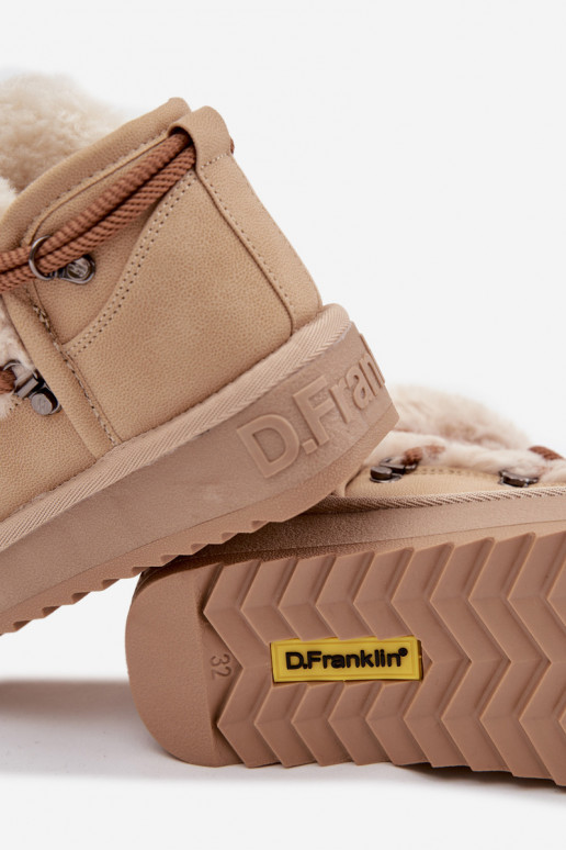 Zandkleurige kinder sneeuwlaarzen met bont D.Franklin DFSH370011