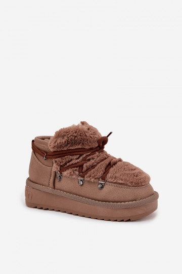 Bruine kinder sneeuwlaarzen met bont D.Franklin DFSH370011