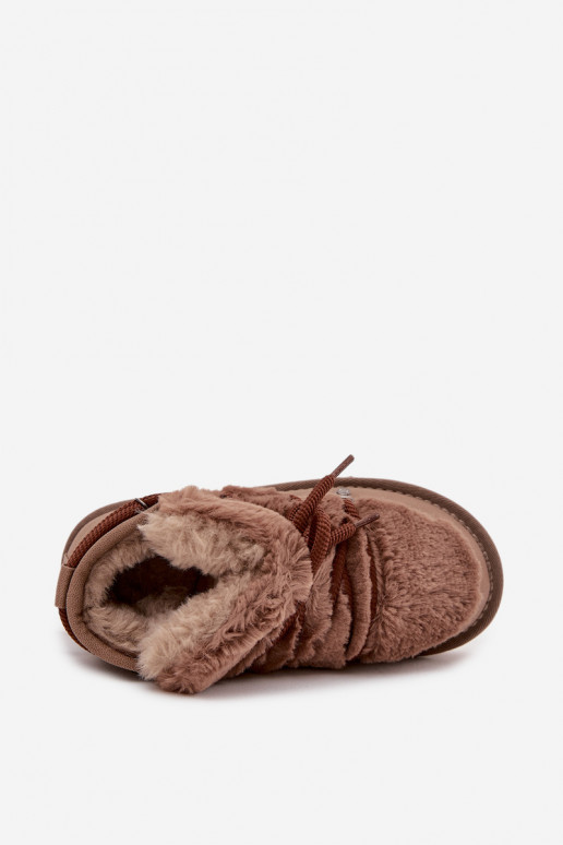 Bruine kinder sneeuwlaarzen met bont D.Franklin DFSH370011