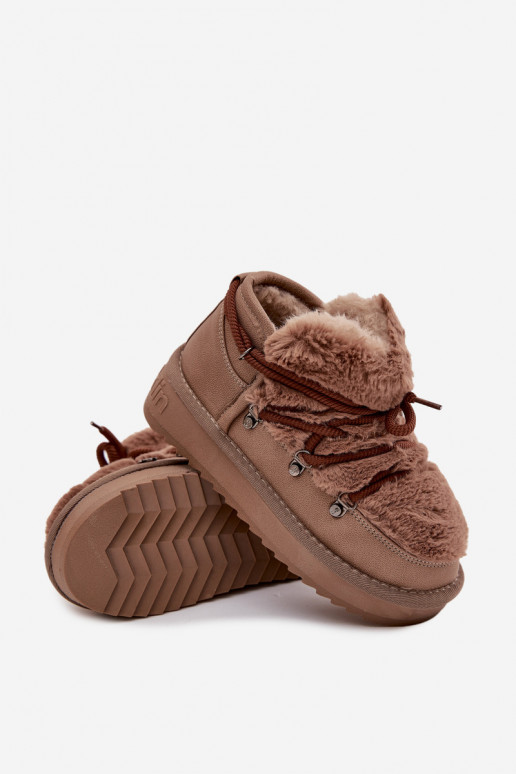Bruine kinder sneeuwlaarzen met bont D.Franklin DFSH370011