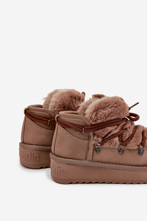 Bruine kinder sneeuwlaarzen met bont D.Franklin DFSH370011