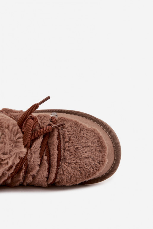 Bruine kinder sneeuwlaarzen met bont D.Franklin DFSH370011
