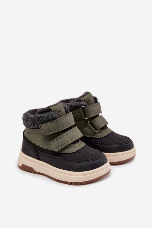 Kinderen sneeuwlaarzen in groen-zwart met klittenbandsluiting Darlene