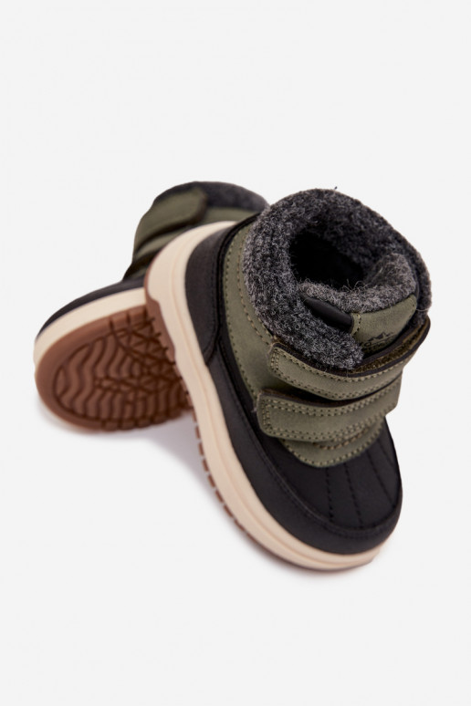 Kinderen sneeuwlaarzen in groen-zwart met klittenbandsluiting Darlene