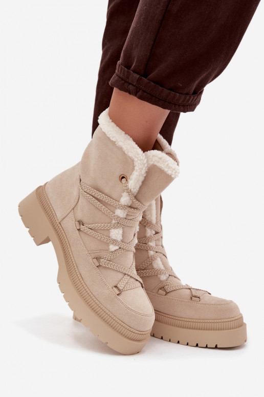 Dames gevoerde sneeuwlaarzen, zandkleur, Irmara