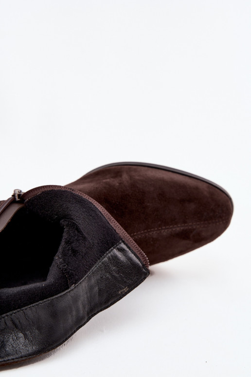 Dames enkellaarsjes van kunstsuède Klocke warm D&A CR52-651 chocolade kleur