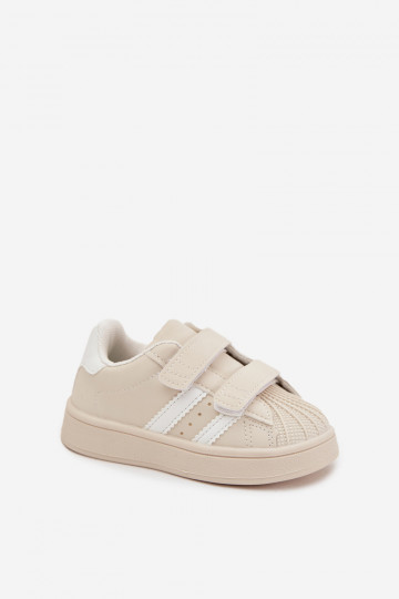 Kinderen sportschoenen Sneakers model van kunstleer, zandkleur, Renel 2