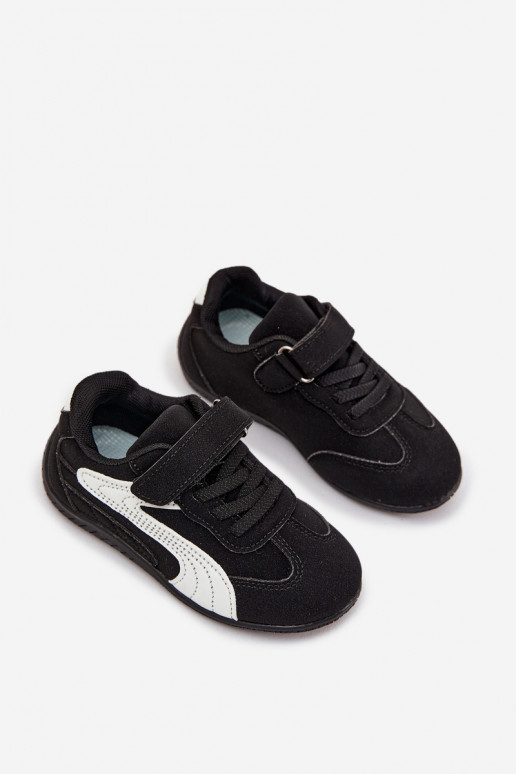 Kinder sneakers met klittenbandsluiting in zwart en wit Perrin