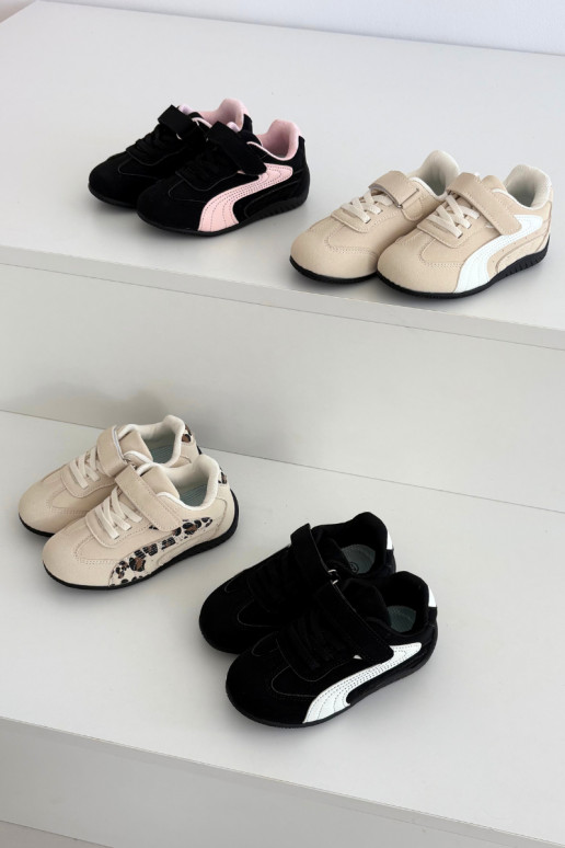 Kinder sneakers met klittenbandsluiting in zwart en wit Perrin