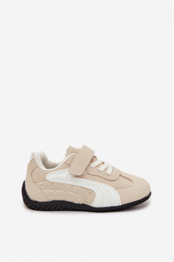 Kinder sneakers met klittenbandsluiting in zandkleur Perrin 2