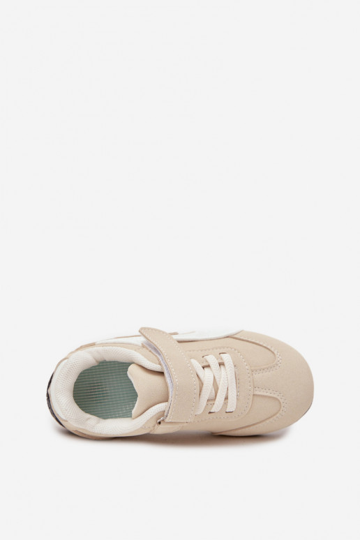 Kinder sneakers met klittenbandsluiting in zandkleur Perrin