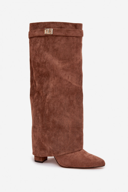 laarzen van eco-suèdeoIne Obcas Słupek Opar het kasteel opInarmen INyIninięta CholeInka beige Evyra