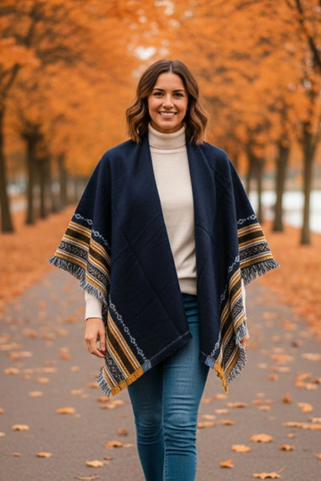 Donkerblauwe sjaal met...