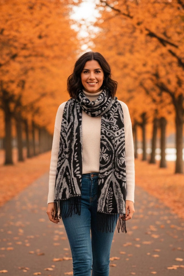 Zwart-witte sjaal met...