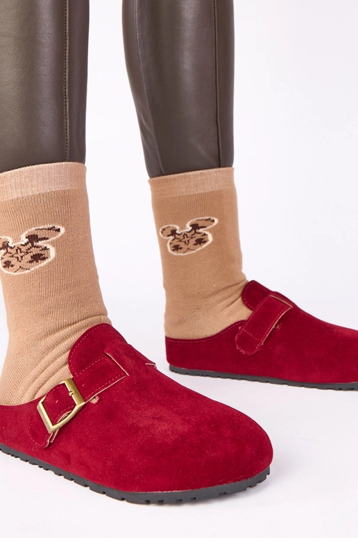 Bordeauxrode laarzen met decoratieve...