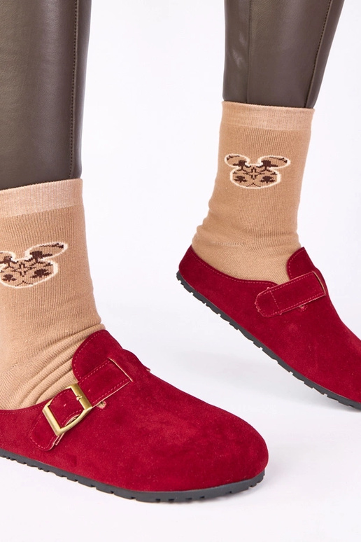 Bordeauxrode laarzen met decoratieve...