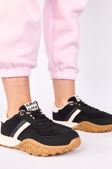 Zwarte warme sneakers met bont Sanna