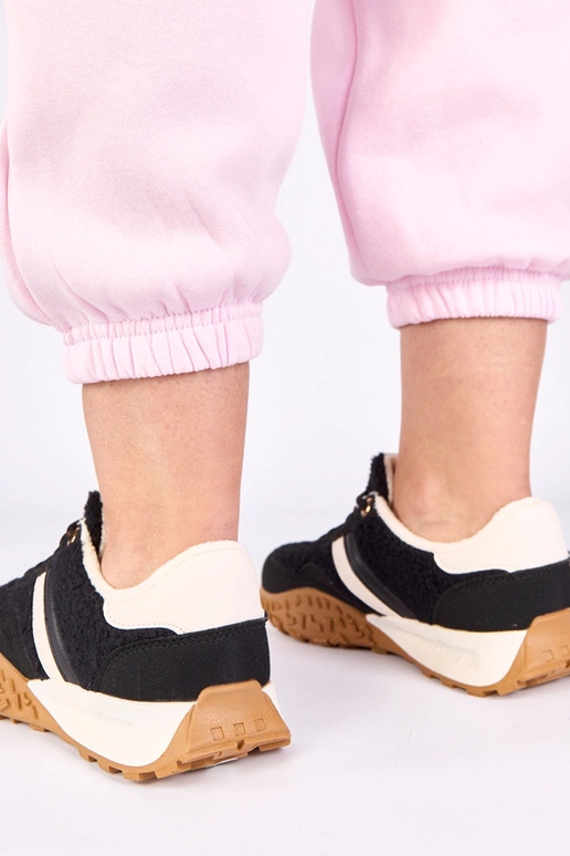 Zwarte warme sneakers met bont Sanna