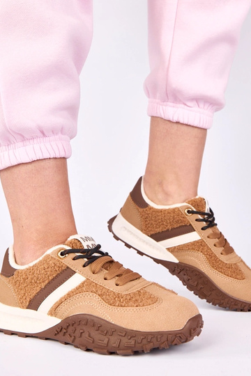 Bruine warme sneakers met bont Sanna 2