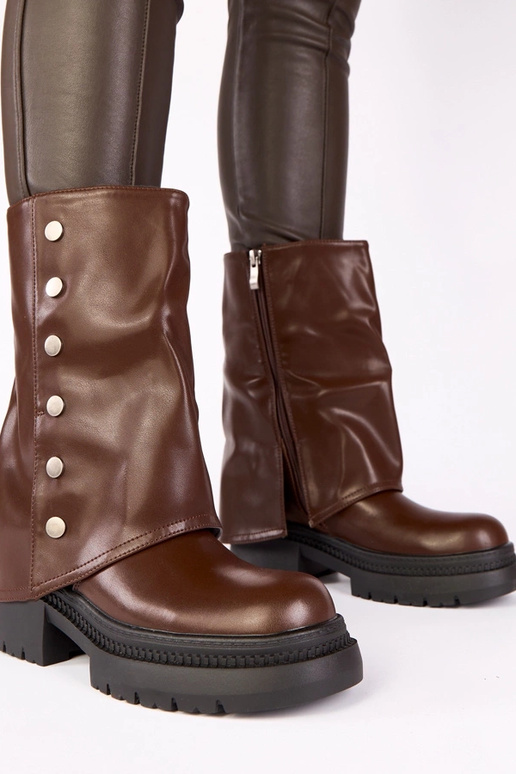 Chocoladekleurige enkellaarsjes met...