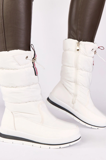 Witte sneeuwlaarzen op een lage hak met elastische band Sophie 2