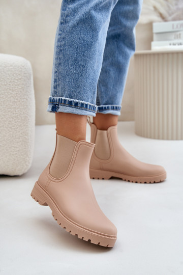 Regenlaarzen DamesElastycznymi INstaInkami beige Ciariel