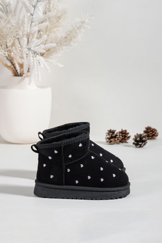 Kinder sneeuwlaarzen met hartjes, zwarte kleur Gracina