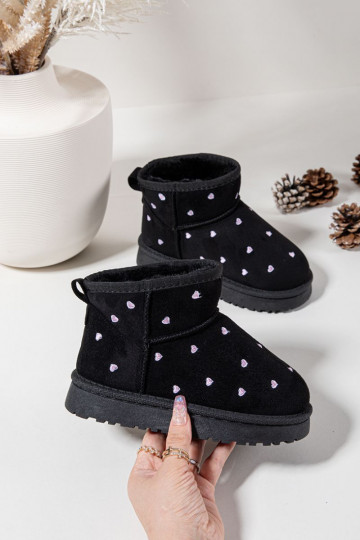 Kinder sneeuwlaarzen met hartjes, zwarte kleur Gracina 2