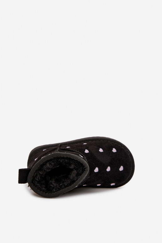 Kinder sneeuwlaarzen met hartjes, zwarte kleur Gracina