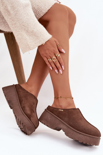 SneeuIn laarzen Dames laag met platform bruine kleur Yrenna