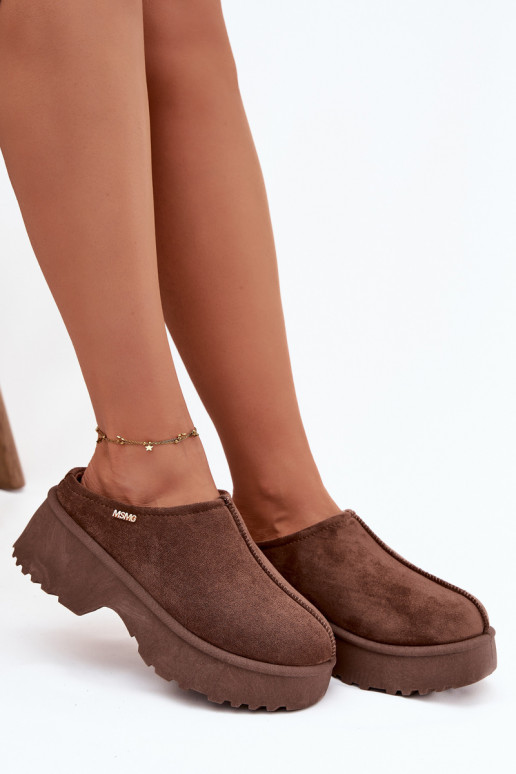 SneeuIn laarzen Dames laag met platform bruine kleur Yrenna