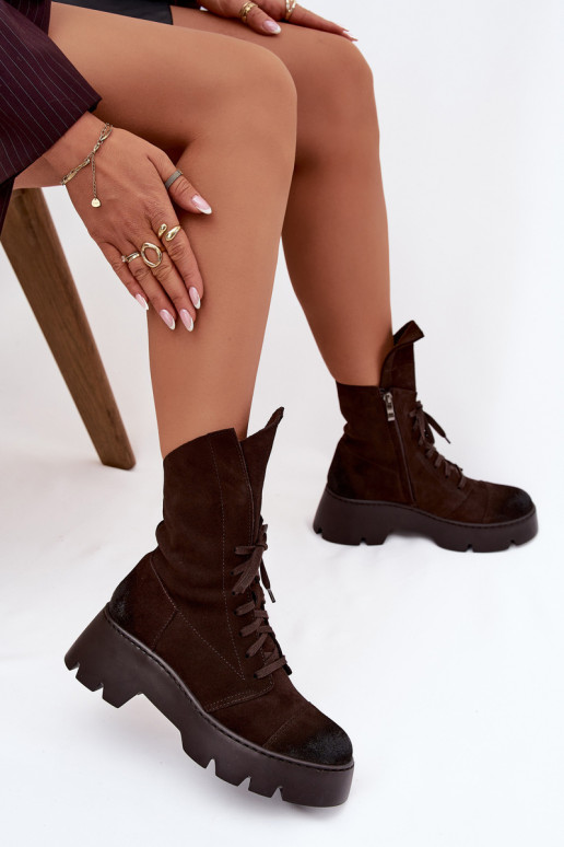 Enkellaarsjes voor Inerknemers DamesOpturalnego van suèdeu Zazoo 976 CzekoladoIne