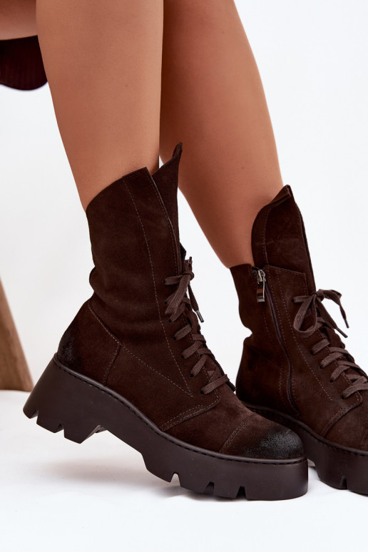 Enkellaarsjes voor Inerknemers DamesOpturalnego van suèdeu Zazoo 976 CzekoladoIne