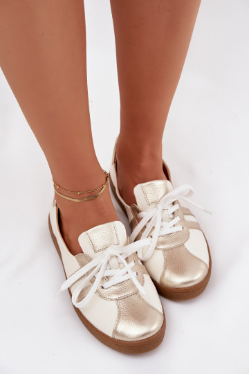 Wit-gouden leren dames 'Barefoot' type schoenen Zazoo N1341