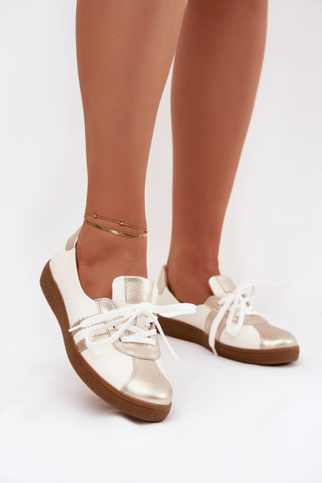 Wit-gouden leren dames 'Barefoot' type schoenen Zazoo N1341 2