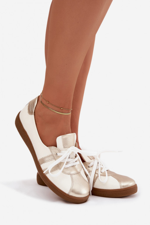 Leer schoenen Dames Typu Barefoot Zazoo N1341 INit-gouden kleur