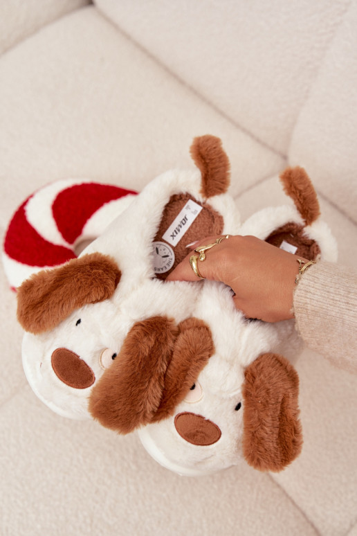 met bont Slippers Dames Puppys bruine kleur Faylen