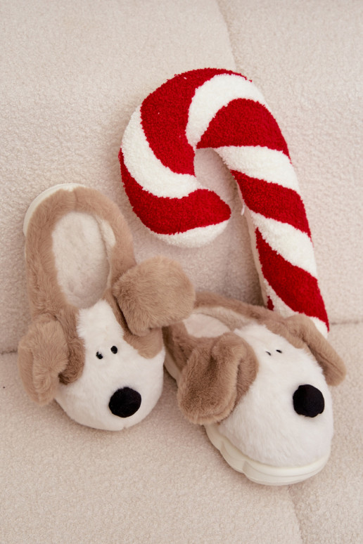 met bont Slippers Dames Puppys beige Faylen