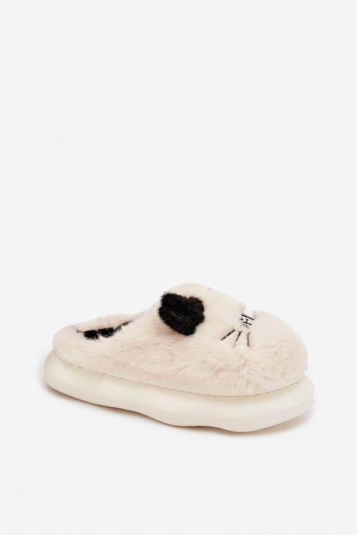 met bont Slippers Dames Smile beige Lexira