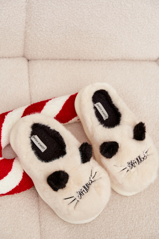 met bont Slippers Dames Smile beige Lexira