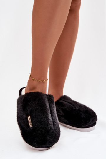 Zwarte dames slippers met bont Belinna 2