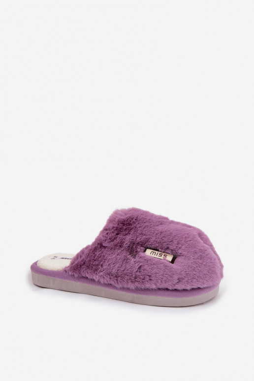 met bont Slippers Dames Paars Belinna