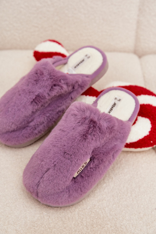 met bont Slippers Dames Paars Belinna