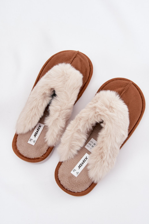 Slippers Dames met bont bruine kleur Carisse