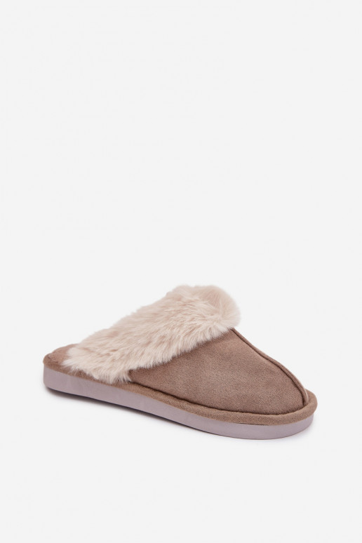 Slippers Dames met bont kaki kleuren Carisse