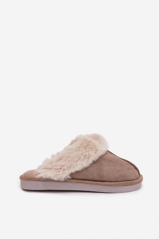 Slippers Dames met bont kaki kleuren Carisse